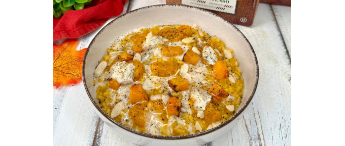 RISOTTO CON CREMA DI ZUCCA E FONDUTA DI GORGOZOLA