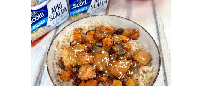 RISO BASMATI CON CONTORNO DI VERDURE CON CREMINA